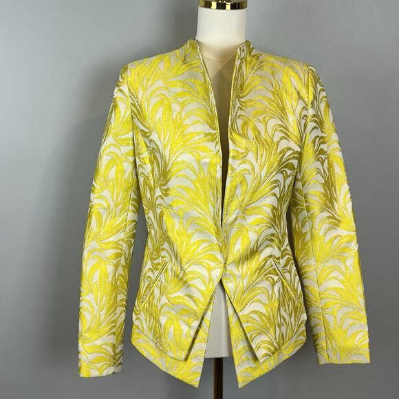 Intermix Bayley Jacket Womens Size Medium Printed Yellow Metallic Evening NWT - Picture 3 of 14
